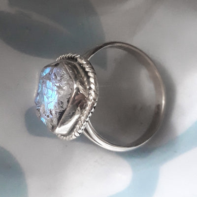Sterling Silver Raw Moonstone Ring - Boho Magic