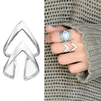 Full Finger Chevron Sterling Silver Ring - Boho Magic