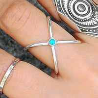 Criss Cross Ring with Turquoise Sterling Silver - Boho Magic