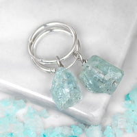 Raw Aquamarine Sterling Silver Hoop Earrings - Boho Magic