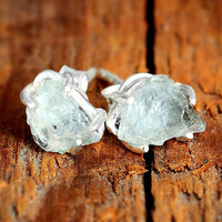 Raw Aquamarine Earrings - Boho Magic