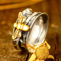 Sterling Silver Spinner Bee Ring - Boho Magic