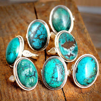 Sterling Silver Large Turquoise Ring - Boho Magic