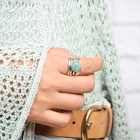 Chunky Aquamarine Wrap Ring Sterling Silver - Boho Magic