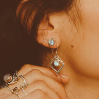 Saturn Moonstone Earrings Sterling Silver - Boho Magic
