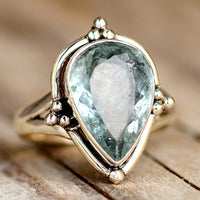 Teardrop Aquamarine Ring Sterling Silver - Boho Magic