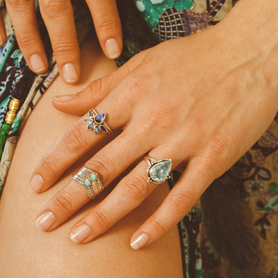 Teardrop Aquamarine Ring Sterling Silver - Boho Magic