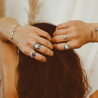 Teardrop Aquamarine Ring Sterling Silver - Boho Magic