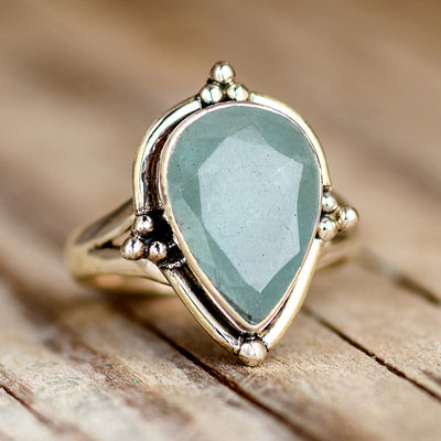 Teardrop Aquamarine Ring Sterling Silver - Boho Magic