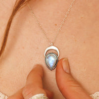 Crescent Moon Moonstone Layered Necklace Sterling Silver - Boho Magic