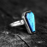 Coffin Labradorite Ring Sterling Silver - Boho Magic