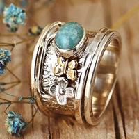 Amazonite Butterfly and Flower Fidget Ring - Boho Magic