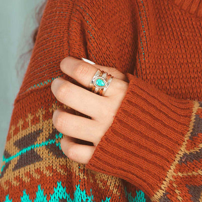 Teardrop Turquoise Fidget Ring Sterling Silver - Boho Magic