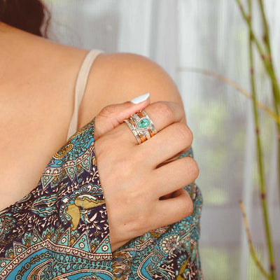 Teardrop Turquoise Fidget Ring Sterling Silver - Boho Magic