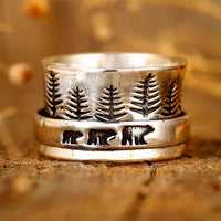 Forest Mama Bear Fidget Ring Sterling Silver - Boho Magic