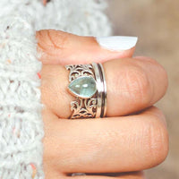Teardrop Aquamarine Fidget Ring Sterling Silver - Boho Magic