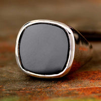 Classic Black Onyx Signet Ring for Men Sterling Silver - Boho Magic