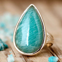 Amazonite Teardrop Ring Sterling Silver - Boho Magic