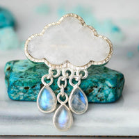 Cloud and Raindrops Moonstone Ring Sterling Silver - Boho Magic