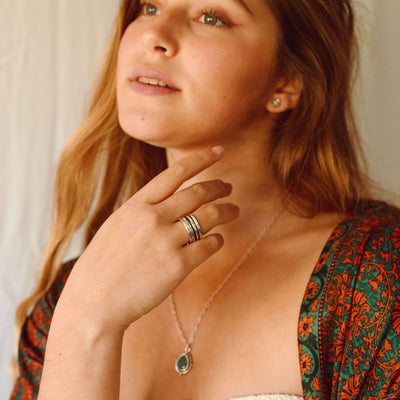 Fidget Ring with Empowering Engraving Sterling Silver - Boho Magic