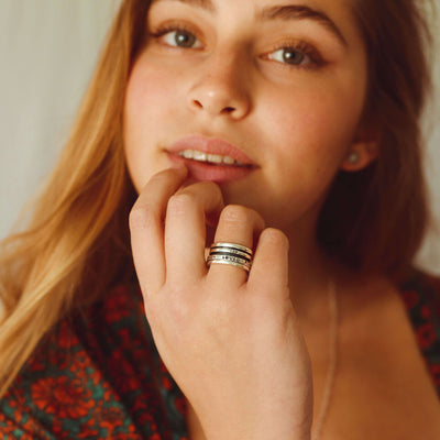 Fidget Ring with Empowering Engraving Sterling Silver - Boho Magic