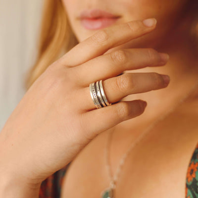 Fidget Ring with Empowering Engraving Sterling Silver - Boho Magic