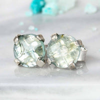 Aquamarine Stud Earrings Sterling Silver - Boho Magic