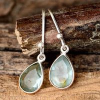 Aquamarine Teardrop Earrings Sterling Silver - Boho Magic