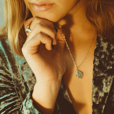 Aquamarine Teardrop Pendant Necklace Sterling Silver - Boho Magic