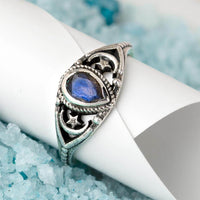 Labradorite Stars and Moon Ring - Boho Magic
