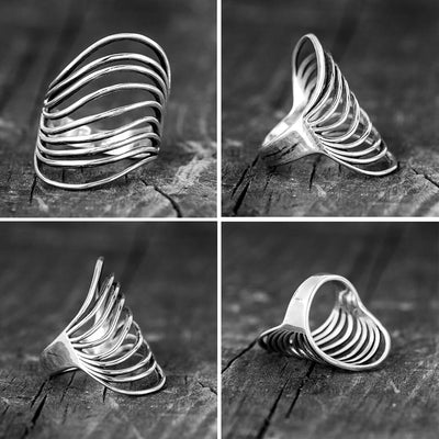 Ocean Waves Statement Ring - Boho Magic