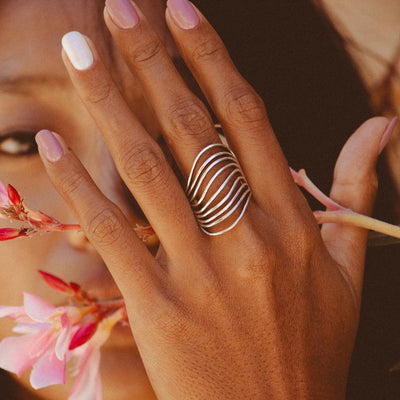 Ocean Waves Statement Ring - Boho Magic