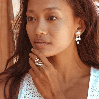 Ocean Waves Statement Ring - Boho Magic