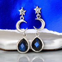 Moon and Star Labradorite Earrings - Boho Magic