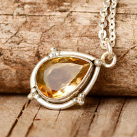 Teardrop Citrine Crystal Necklace - Boho Magic