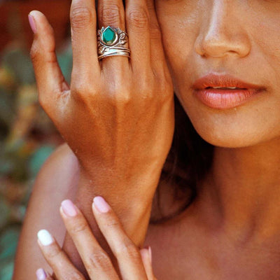 Leaves Onyx Fidget Ring - Boho Magic