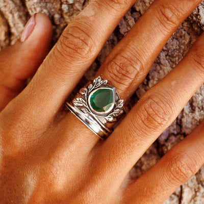Leaves Onyx Fidget Ring - Boho Magic
