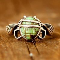 Egyptian Scarab Ring with Turquoise - Boho Magic