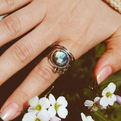 Labradorite Stars and Moon Fidget Ring - Boho Magic