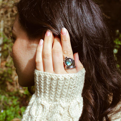 Labradorite Stars and Moon Fidget Ring - Boho Magic