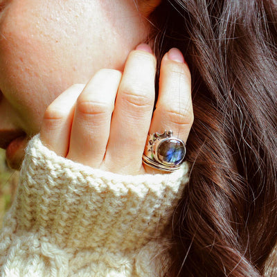 Labradorite Stars and Moon Fidget Ring - Boho Magic