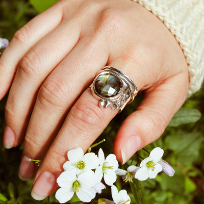 Labradorite Stars and Moon Fidget Ring - Boho Magic