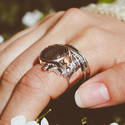 Labradorite Stars and Moon Fidget Ring - Boho Magic