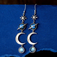 Celestial Labradorite and Moonstone Earrings - Boho Magic