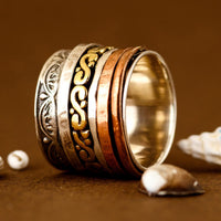 Tricolor Wide Fidget Ring - Boho Magic