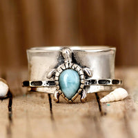 Turtle Larimar Fidget Ring - Boho Magic