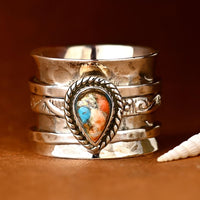 Oyster Copper Turquoise Fidget ring - Boho Magic