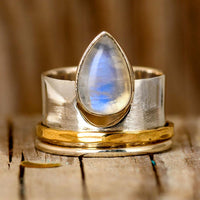 Moon and Moonstone Fidget Ring - Boho Magic