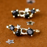 Black Onyx Celestial Climber Earrings - Boho Magic
