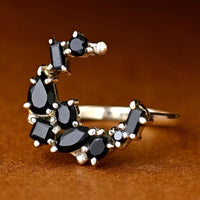 Black Onyx Moon Ring - Boho Magic